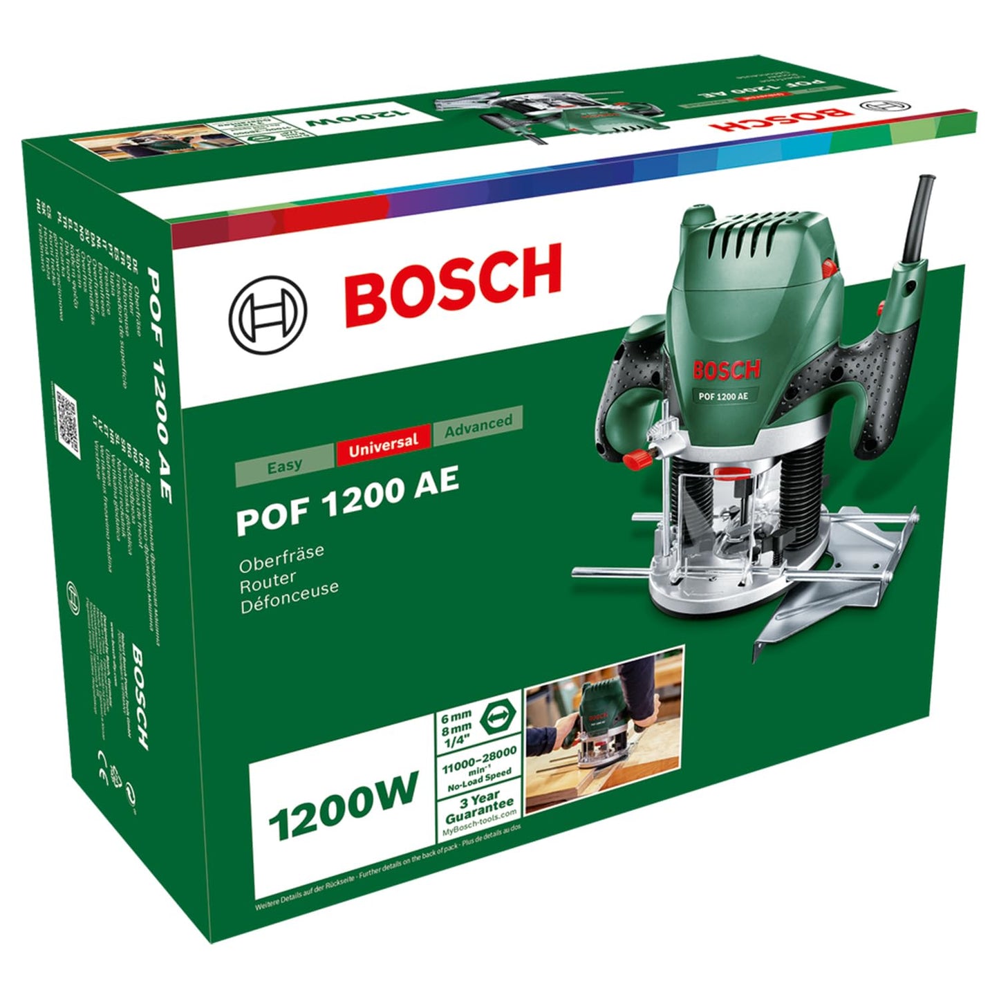 Bosch Home And Garden 060326A100 POF 1200 AE Fresatrice, 1200 W, 230 V, Multicolore, 1 Pezzo