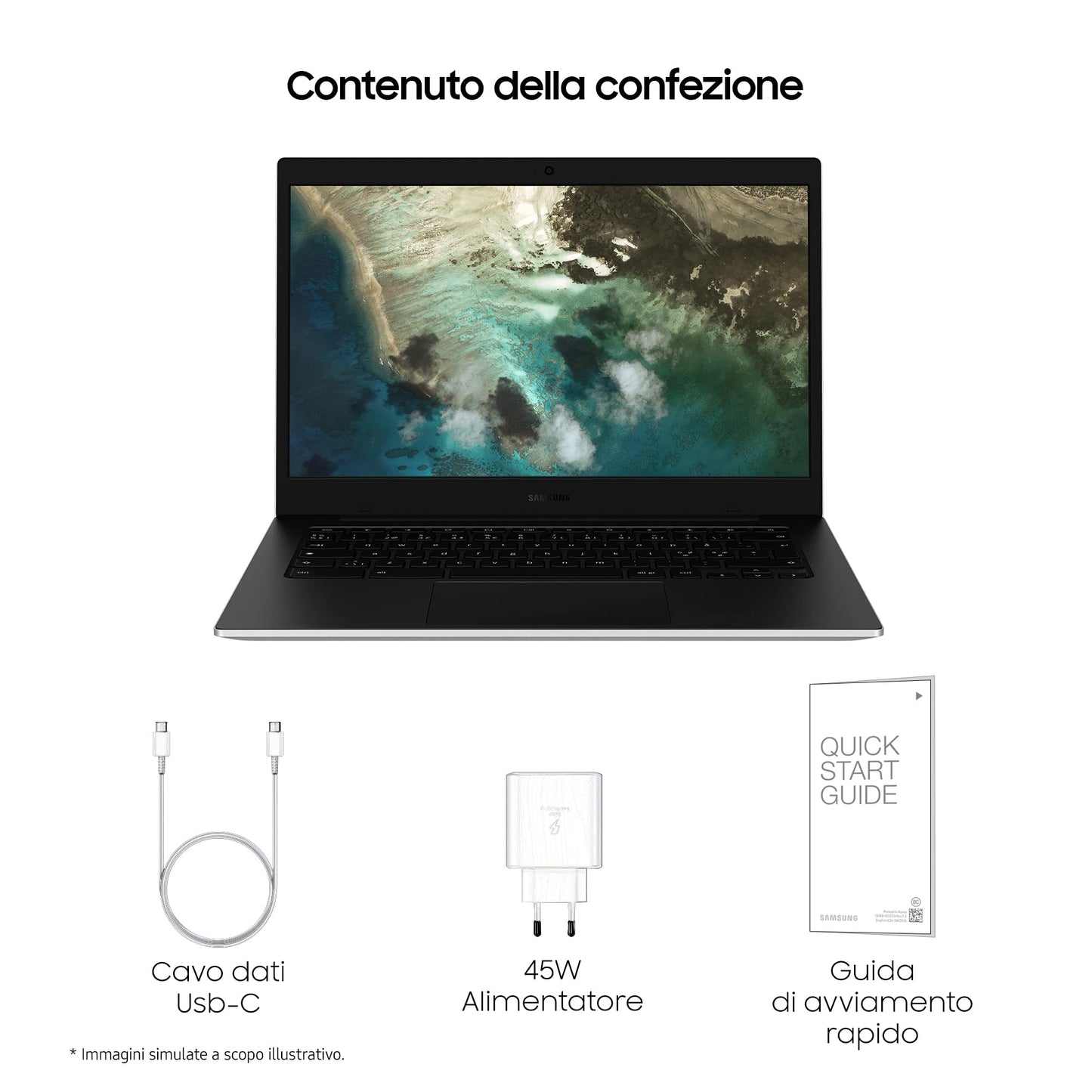 Samsung Galaxy Chromebook Go, Computer Portatile XE340XDA-KA1IT Chrome OS, Processore Intel Celeron, Display Screen 14” Full HD LED, RAM 4GB, Memoria eMMC 64GB, USB-C, Silver (Versione Italiana)