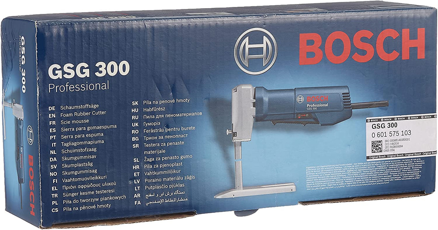 Bosch Professional Tagliagommapiuma Gsg 300 (Profondità di Taglio in Gommapiuma: 300 Mm, 350 Watt, Incl. Piedino, Lama e Guida Lama Non Comprese)