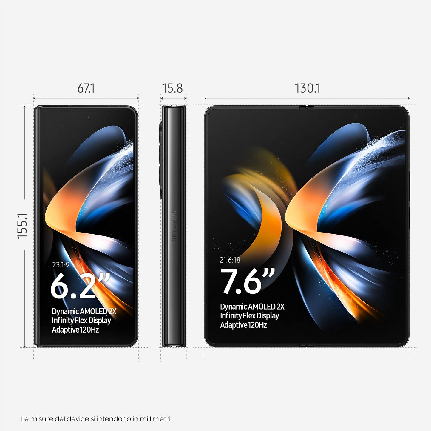 Samsung SM-F936BZKCEUE Galaxy Z Fold4 sbloccato Smartphone 5G Caricatore incluso, pieghevole, Android SIM Free, 512GB, Display Dynamic AMOLED 2X 6.2”/7.6”1,2, Phantom Black 2022 [Versione Italiana]