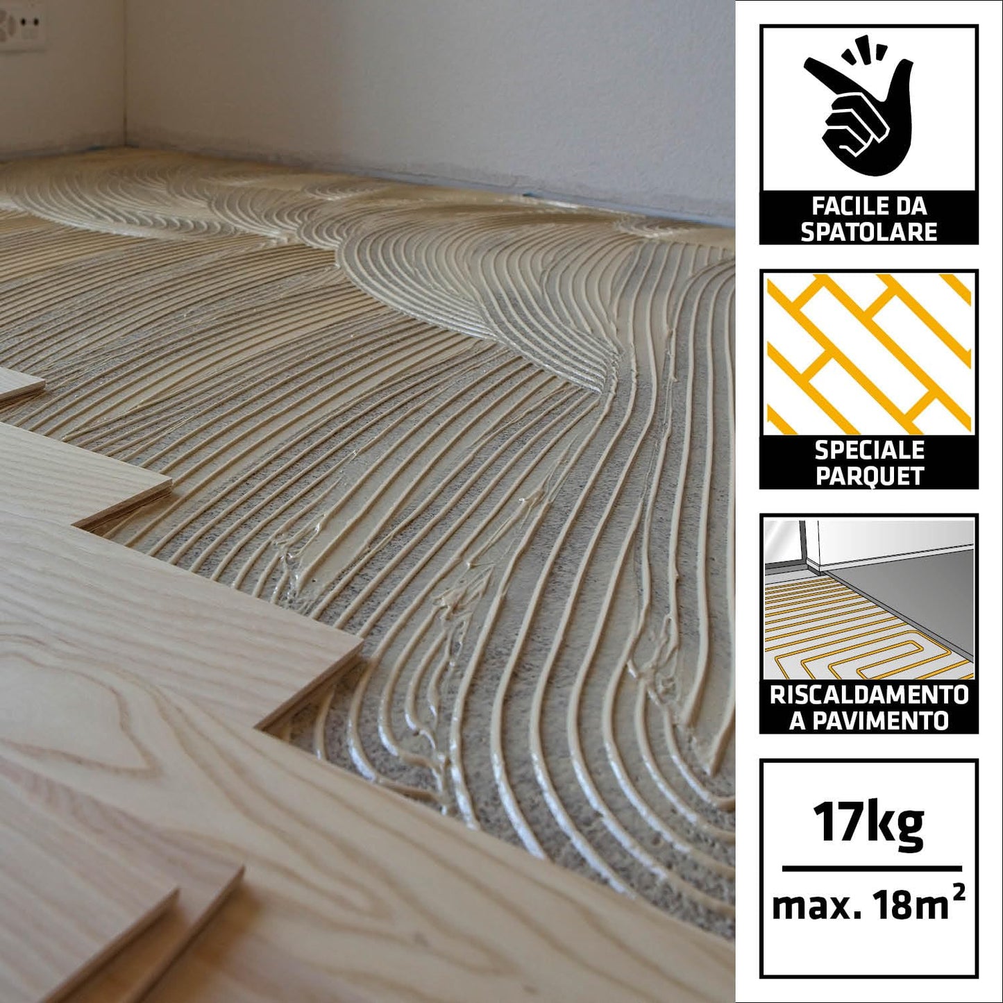 Sika - Sikabond-151, Marrone - Adesivo elastico monocomponente per la posa di pavimenti in legno - Facilmente spatolabile - Basse emissioni - 17kg