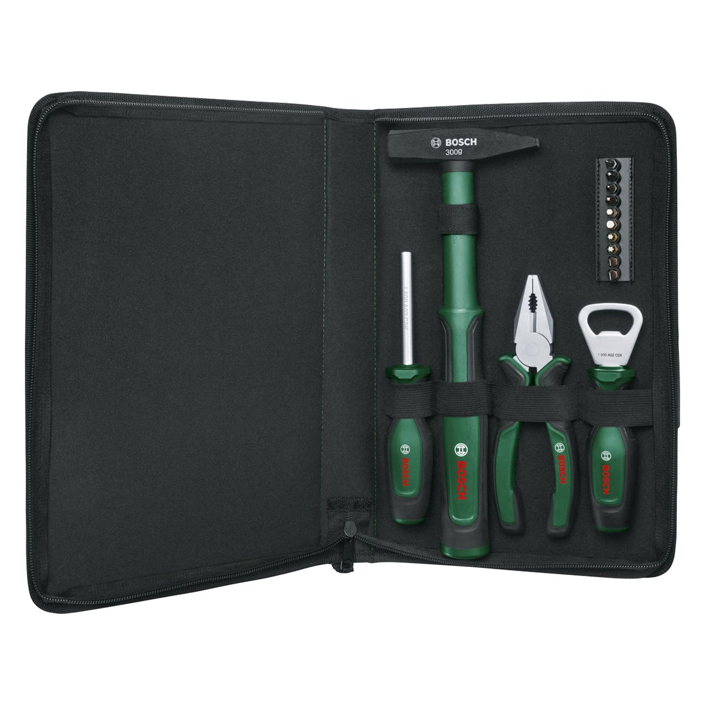 Bosch Home and Garden Easy Starter - Set di 14 utensili manuali (kit di base per attività domestiche e fai da te; pinze combinate, cacciavite, apribottiglie, martello; 10 punte)