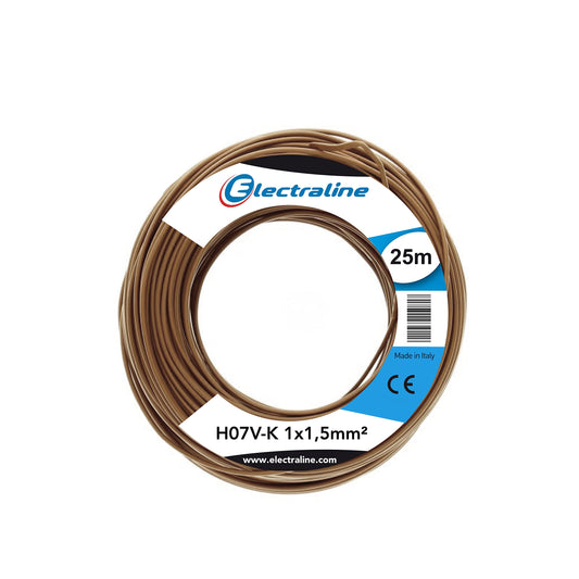 Electraline 15082 Cavo N07V-K, Sezione 1x1.5 mm, 25 mt, Marrone