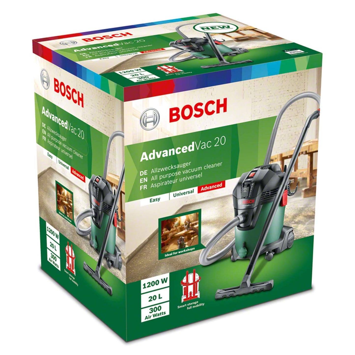 Bosch Aspiratore AdvancedVac, 20 litri, 1200 W, 1 Pezzo