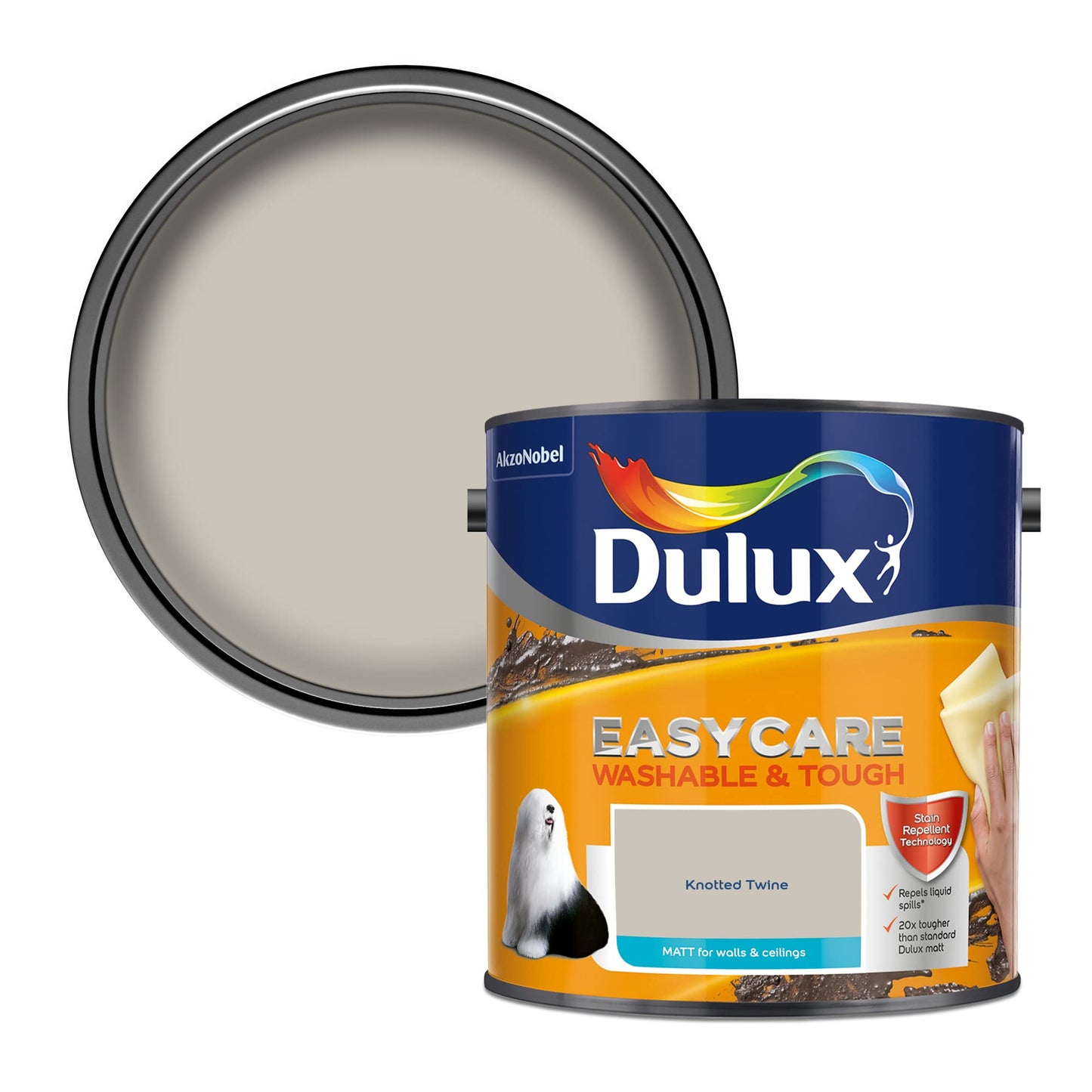 Dulux Vernice a emulsione opaca, facile da pulire, lavabile e resistente, con spago annodato – 2,5 l