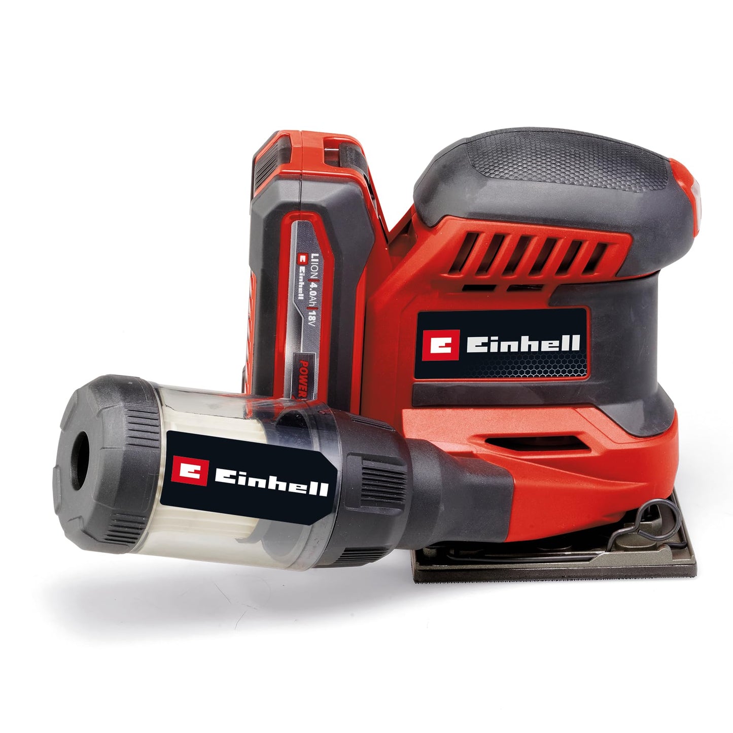 Einhell Smerigliatrice a batteria TE-OS 18/113, 3 X Li-Solo Power X-Change (18 V, levigatrice orbitale, 3 X piastre abrasive intercambiabili, circuito oscillante da 1,8 mm, accessori senza batteria)