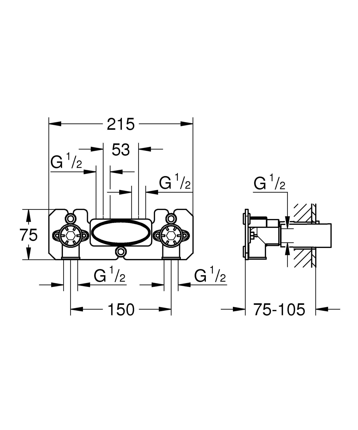 Grohe GRO-26449000 26449000-Grohterm SmartControl Sistema de ducha termostático empotrado Cuerpo oculto, Nero