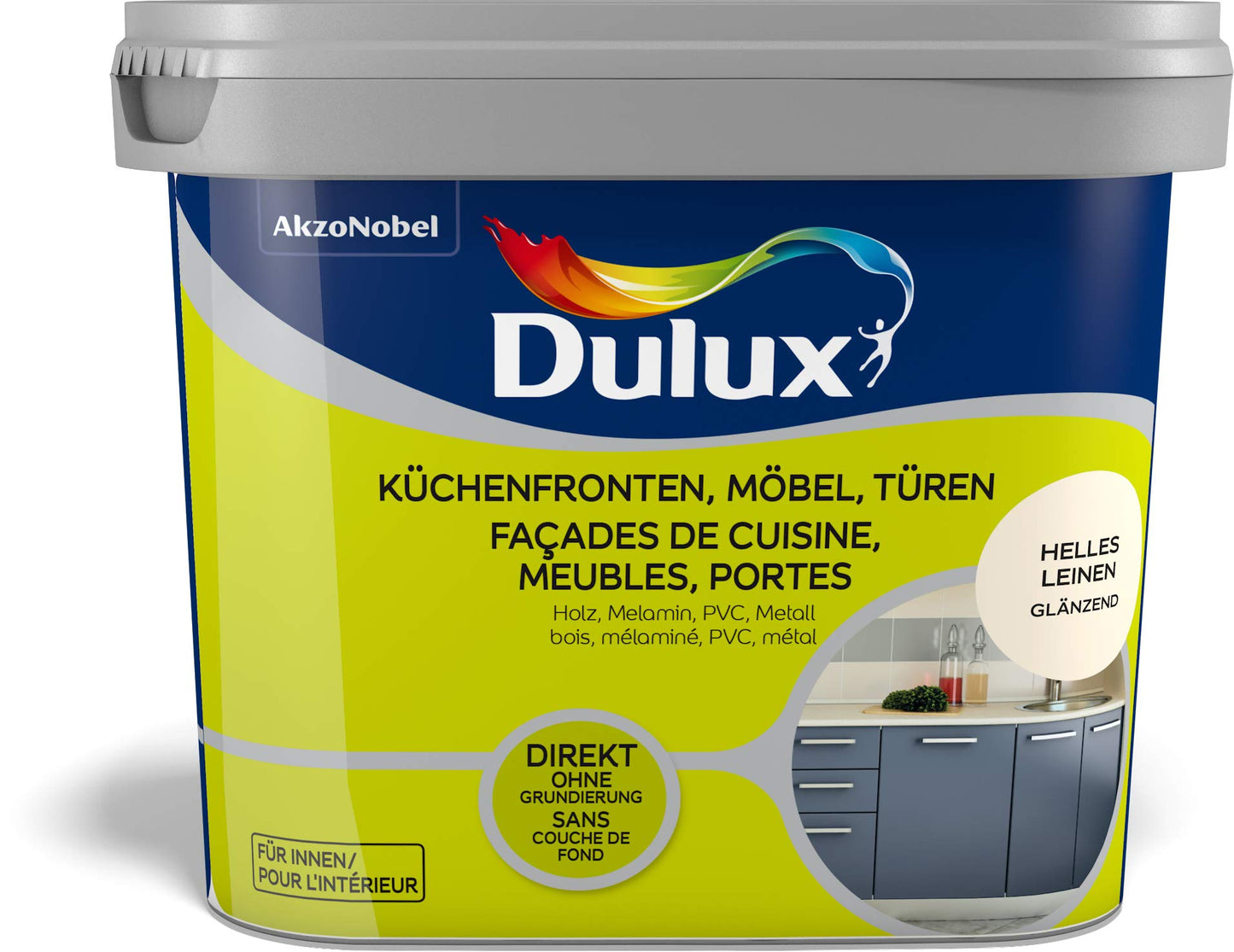 Dulux Fresh Up - Pittura per rinnovare mobili da cucina, porte, mobili, lucido, colore lino chiaro, 750 ml