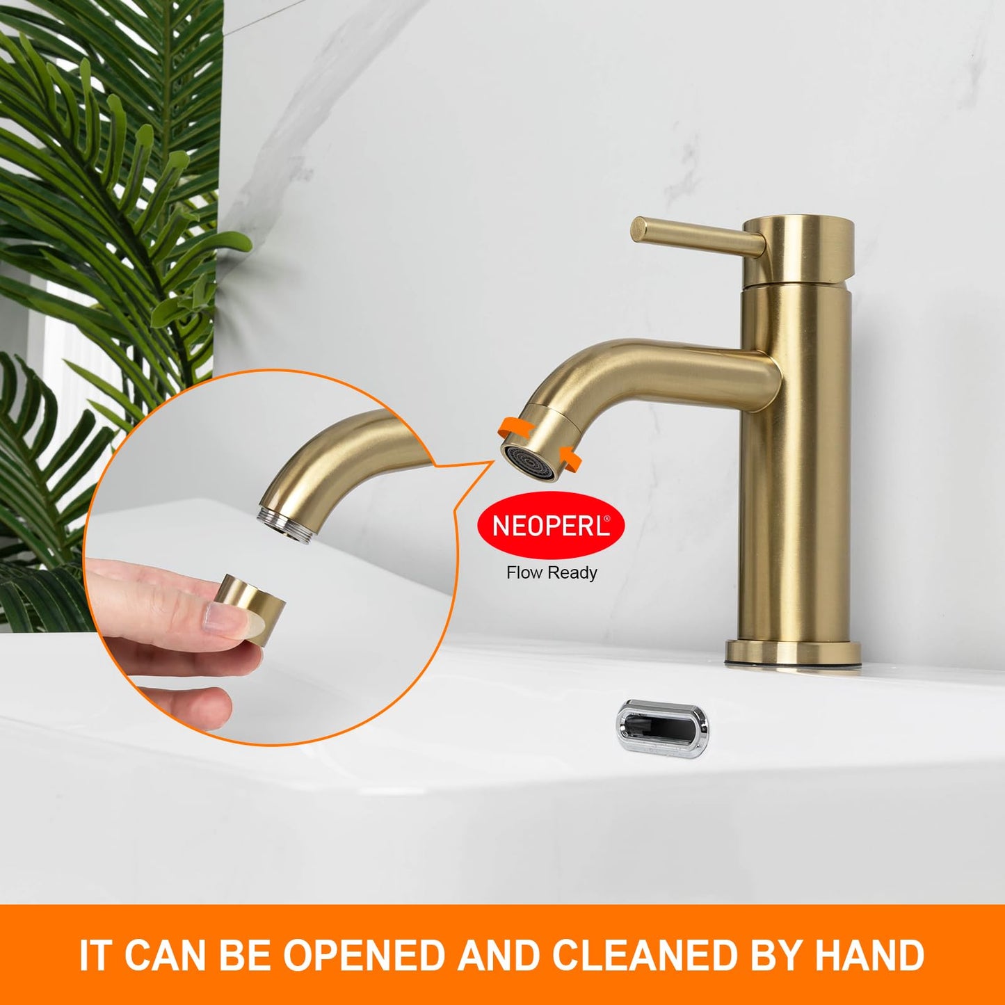 Ibergrif M11003Y Rubinetto Bagno Classico, Miscelatore Monocomando Lavabo, Rubinetto Lavabo per Acqua Calda e Fredda, Acciaio Inossidabile, Oro