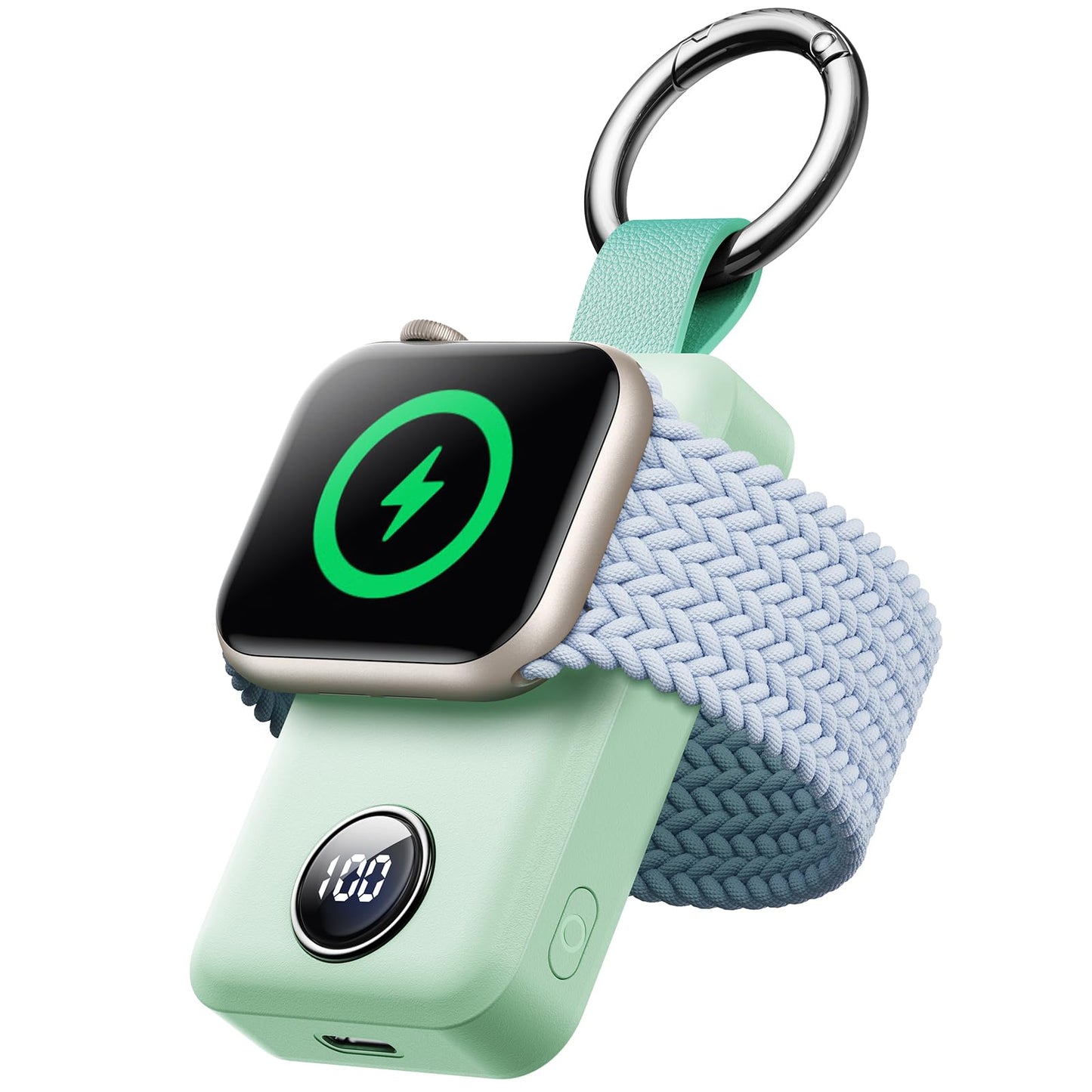 JOYROOM Caricatore Apple Watch, 2000 mAh Caricabatterie Wireless Portatile per Apple Watch Series 10/9/8/7/6/5/SE/4/3/2/UItra 2/Ultra, Ricarica a Induzione Magnetica (Verde menta)