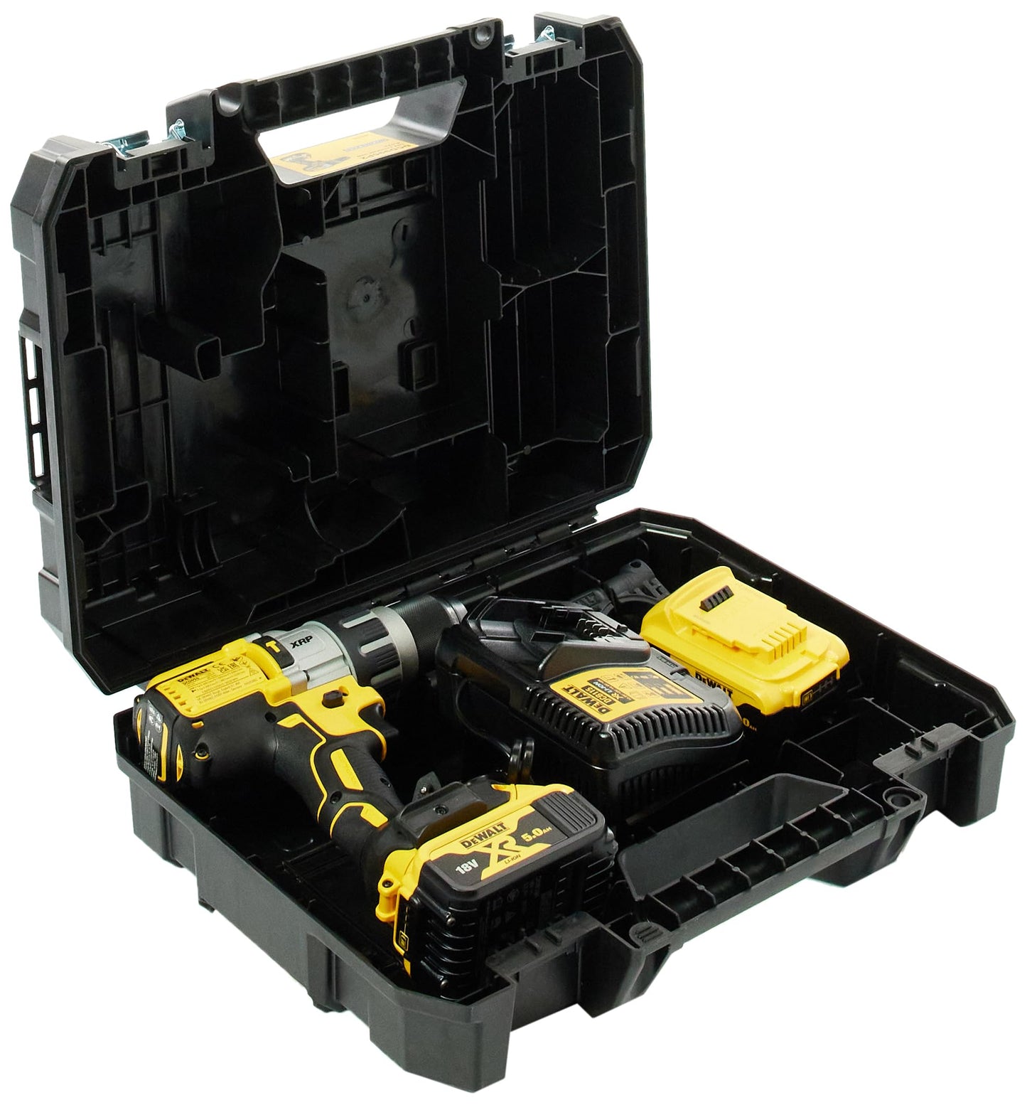 DeWalt DCD996P2-QW Trapano Avvitatore a Percussione, 3 Velocità, 5.0 Ah, Motore Brushless, con Doppia Batteria in Valigetta TSTAK, 18 V, giallo;nero;argento, 1/2_pollice