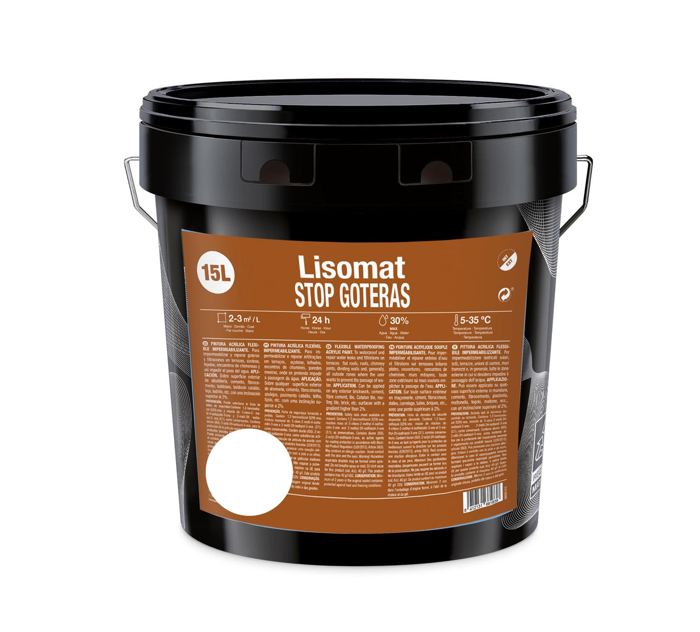 AGUAPLAST Lisomat membrana/guaina impermeabilizzante elastica, resistente alle crepe e raggi UV - Colore bianco 4lt