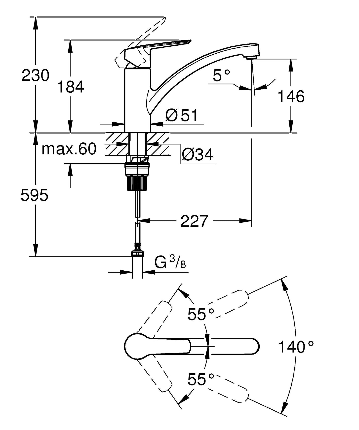 GROHE 305302432 Miscelatore monocomando, Nero Opaco