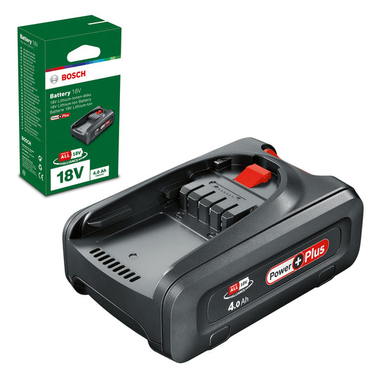 Bosch Home and Garden Bosch Pacco Batteria PBA 18V 4.0 Ah PowerPlus (1 Batteria 18 V 4.0 Ah, Sistema da 18 V, in Confezione di Cartone), 18 V