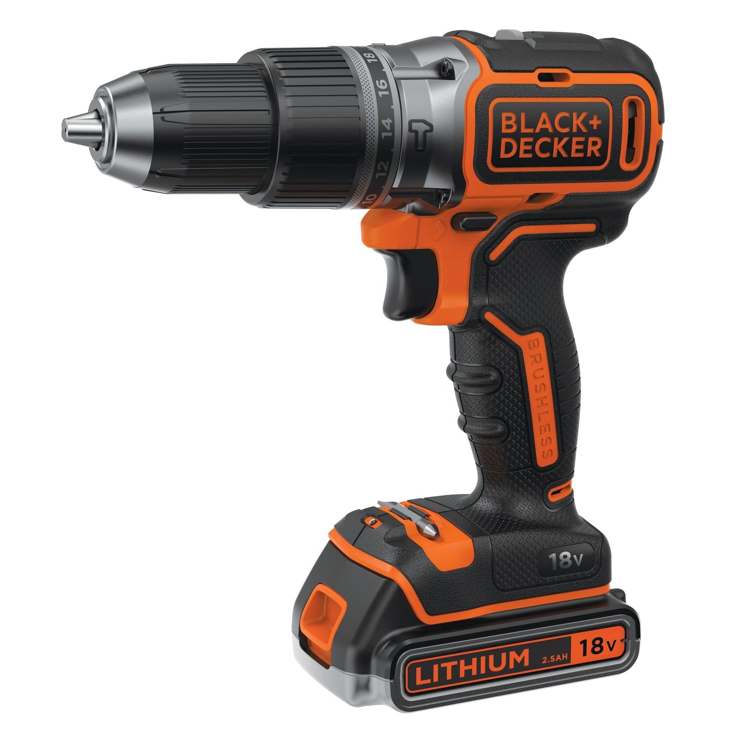 BLACK+DECKER Trapano a percussione senza spazzole da 18V con 1 batteria da 4,0Ah e 1 batteria da 2,5Ah, 50 accessori, caricatore rapido da 1A e borsa morbida, BL188ME2SA-QW