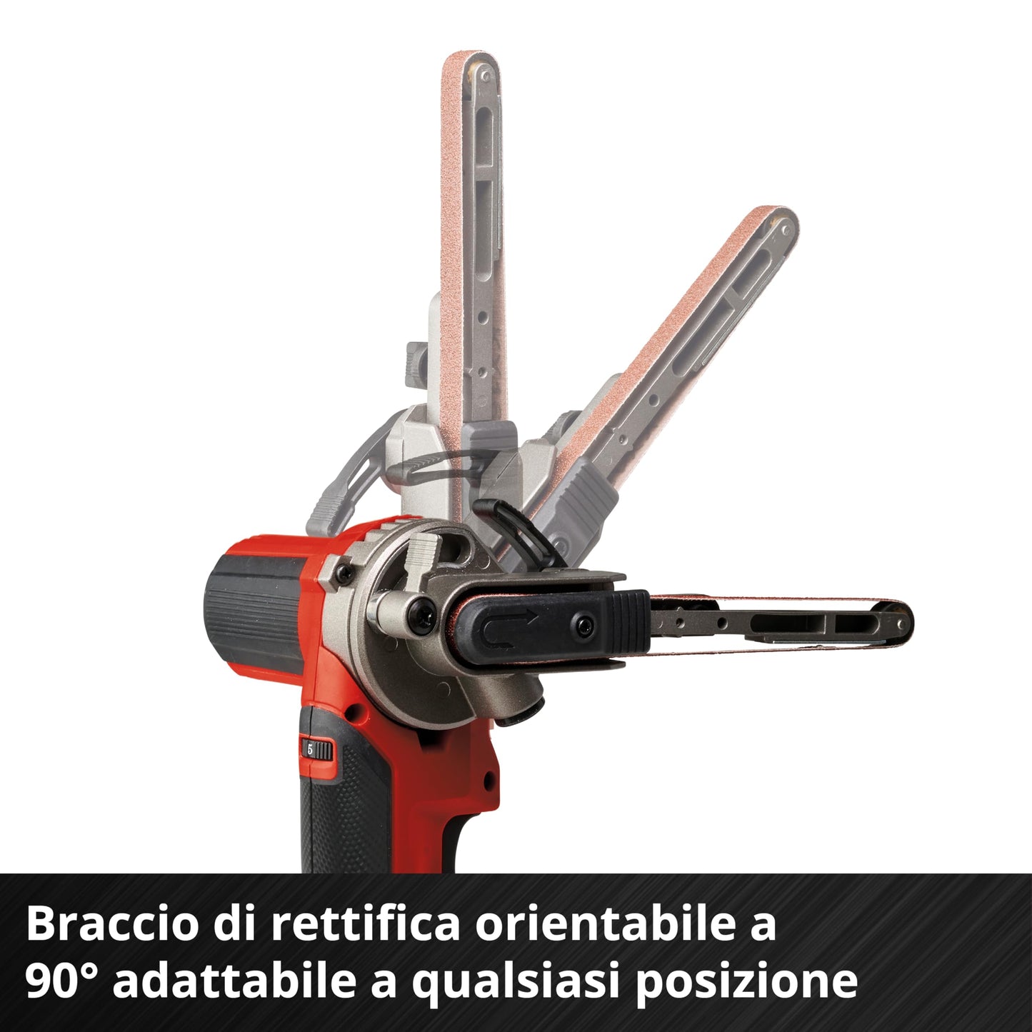 Einhell Lima a nastro a batterie TE-BF 18 Li-Solo Power X-Change (18 V, velocità fino a 1.700 m/min, 2 bracci abrasivi 9 mm e 13 mm, incl. 12 pz. nastri abrasivi, senza batteria)