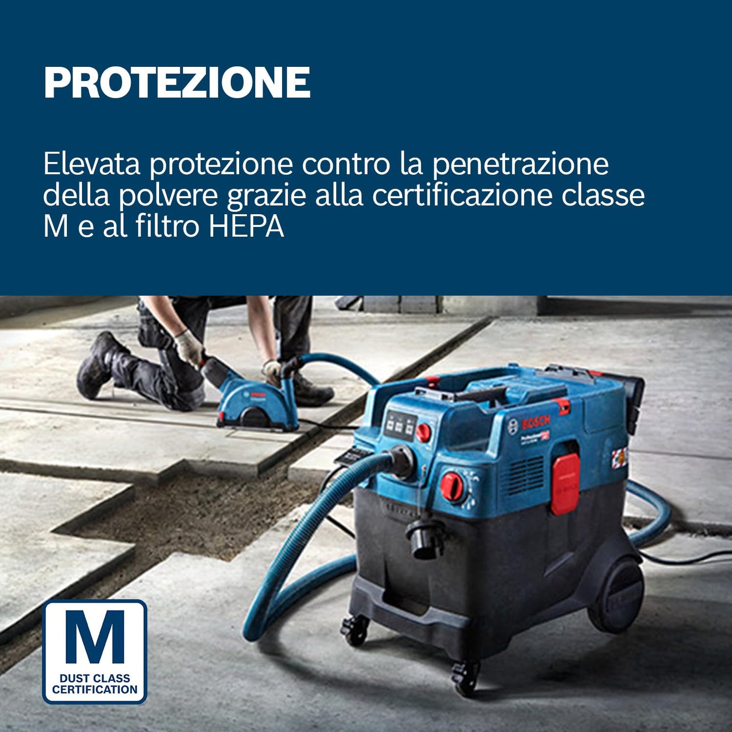 Bosch Professional Aspiratore universale GAS 12-40 MA (1200 W, sistema pulizia filtro autom. (AFC), incl. filtro principale, tubo flessibile, adattatore multifunz. PT, bocchetta spazzola multifunz.)