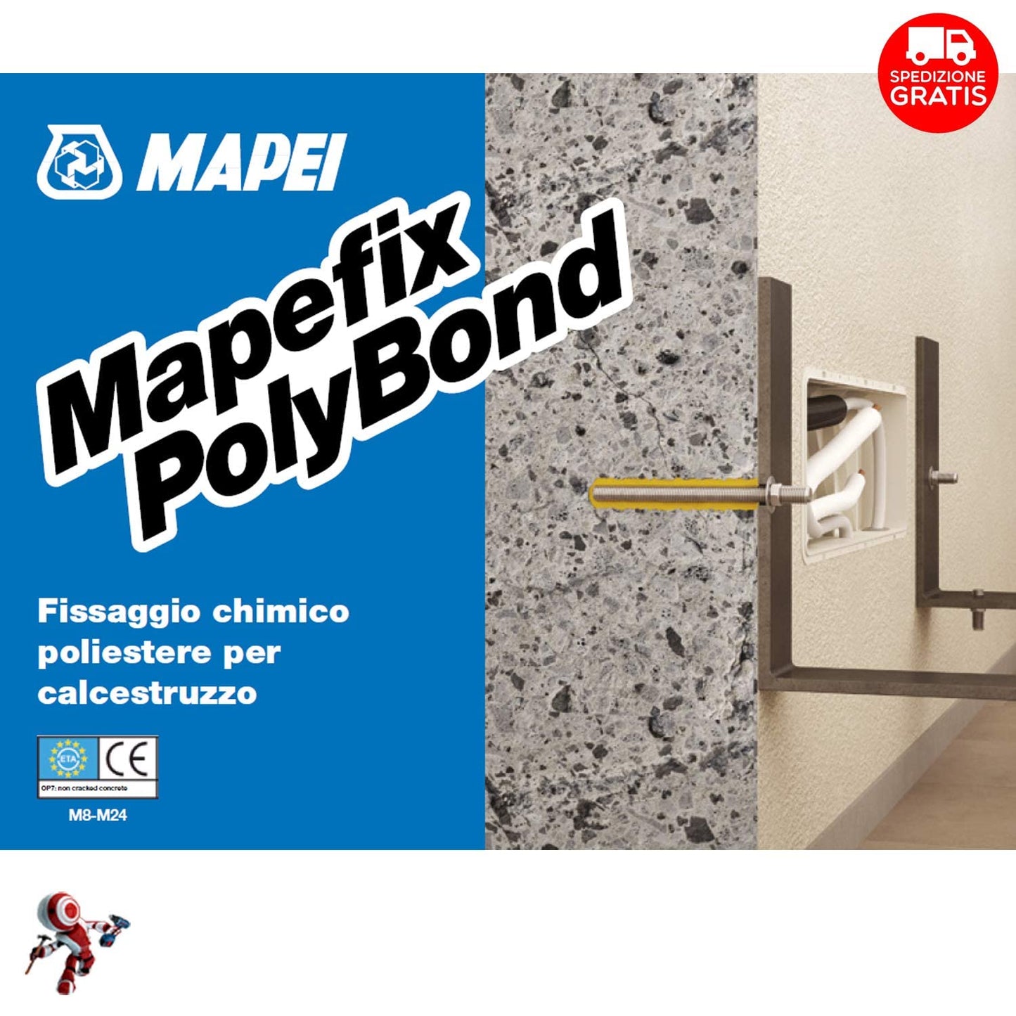 Ancorante chimico per muratura MAPEI Mapefix Polybond 300 resina poliestere per fissaggi calcestruzzo e murature