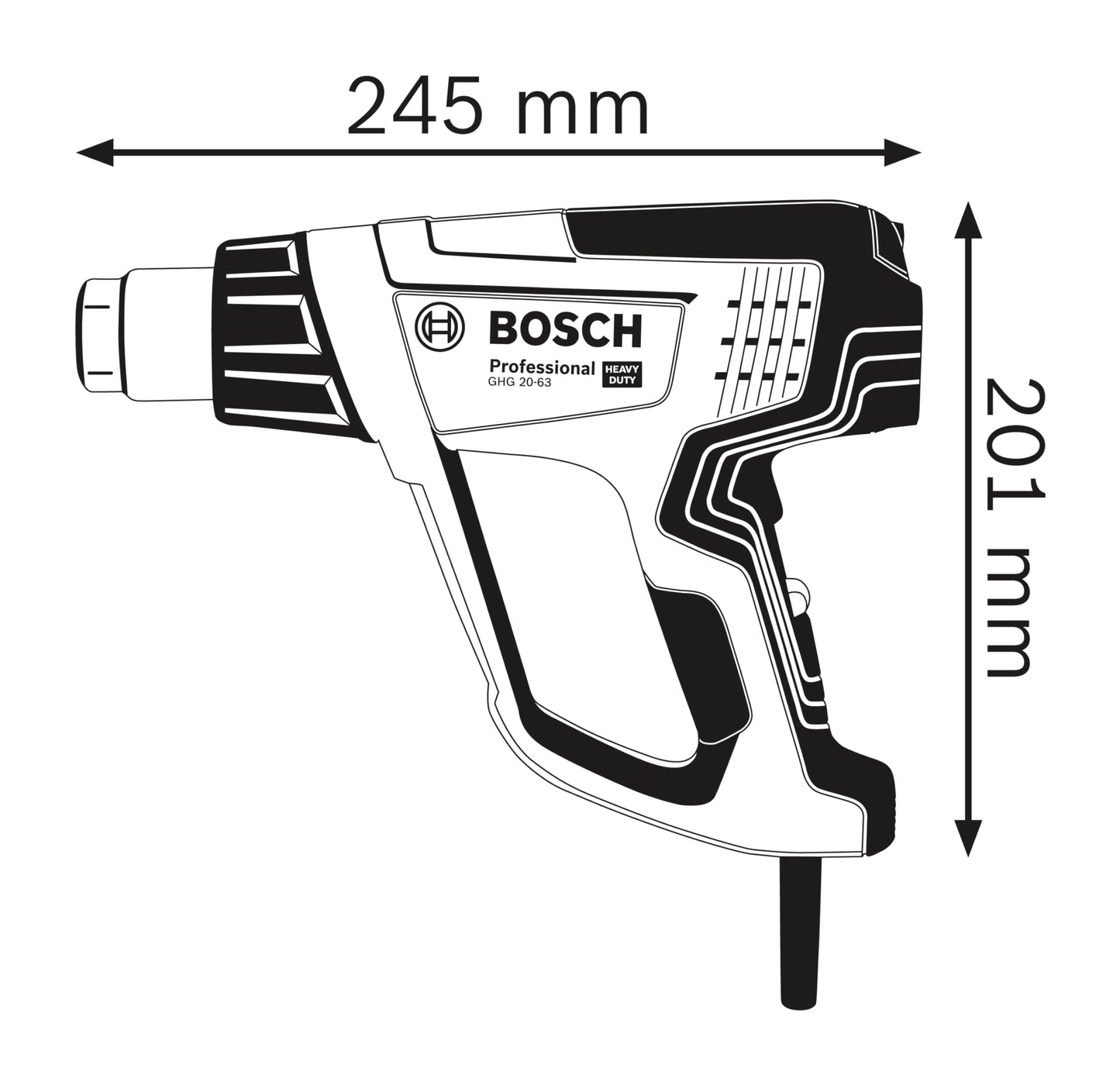 Bosch Professional 06012A6200 06012 A6200 Soffiatore ad Aria Calda GHG 20 - 63, Blu