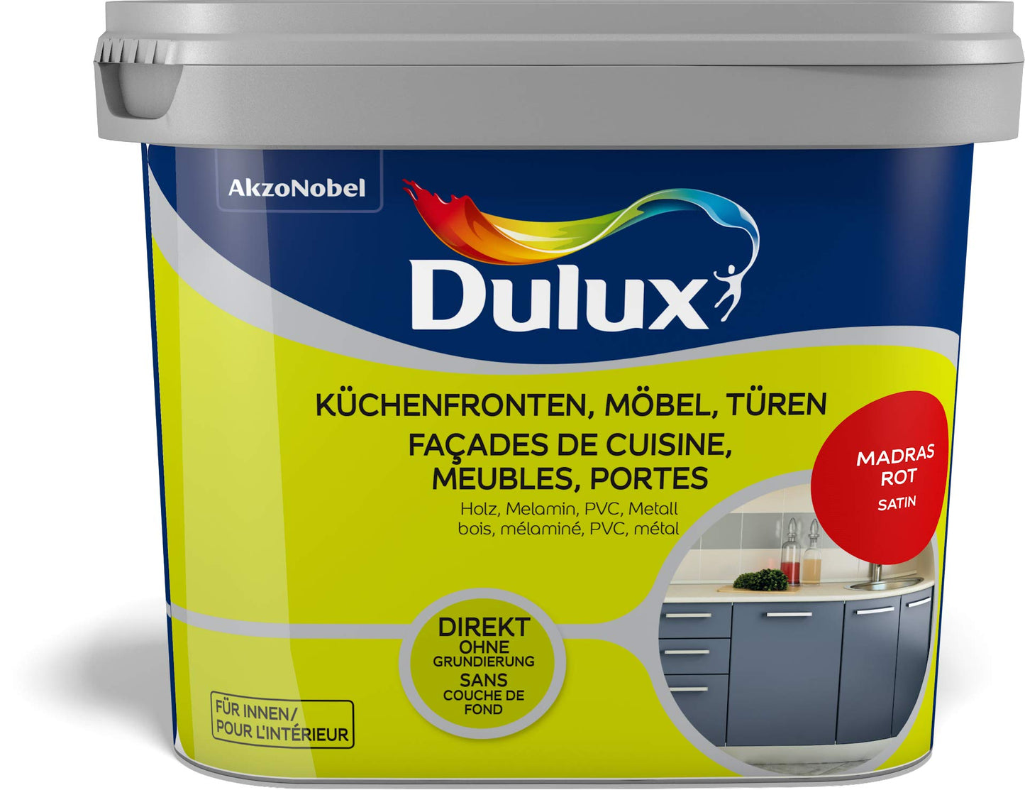 Dulux Fresh up - Pittura per rinnovare mobili da cucina, porte, mobili, satinata, colore: rosso Madras, 2 l