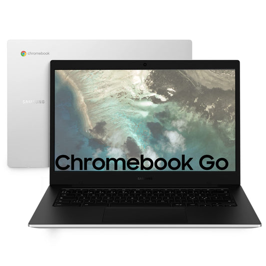 Samsung Galaxy Chromebook Go, Computer Portatile XE340XDA-KA1IT Chrome OS, Processore Intel Celeron, Display Screen 14” Full HD LED, RAM 4GB, Memoria eMMC 64GB, USB-C, Silver (Versione Italiana)