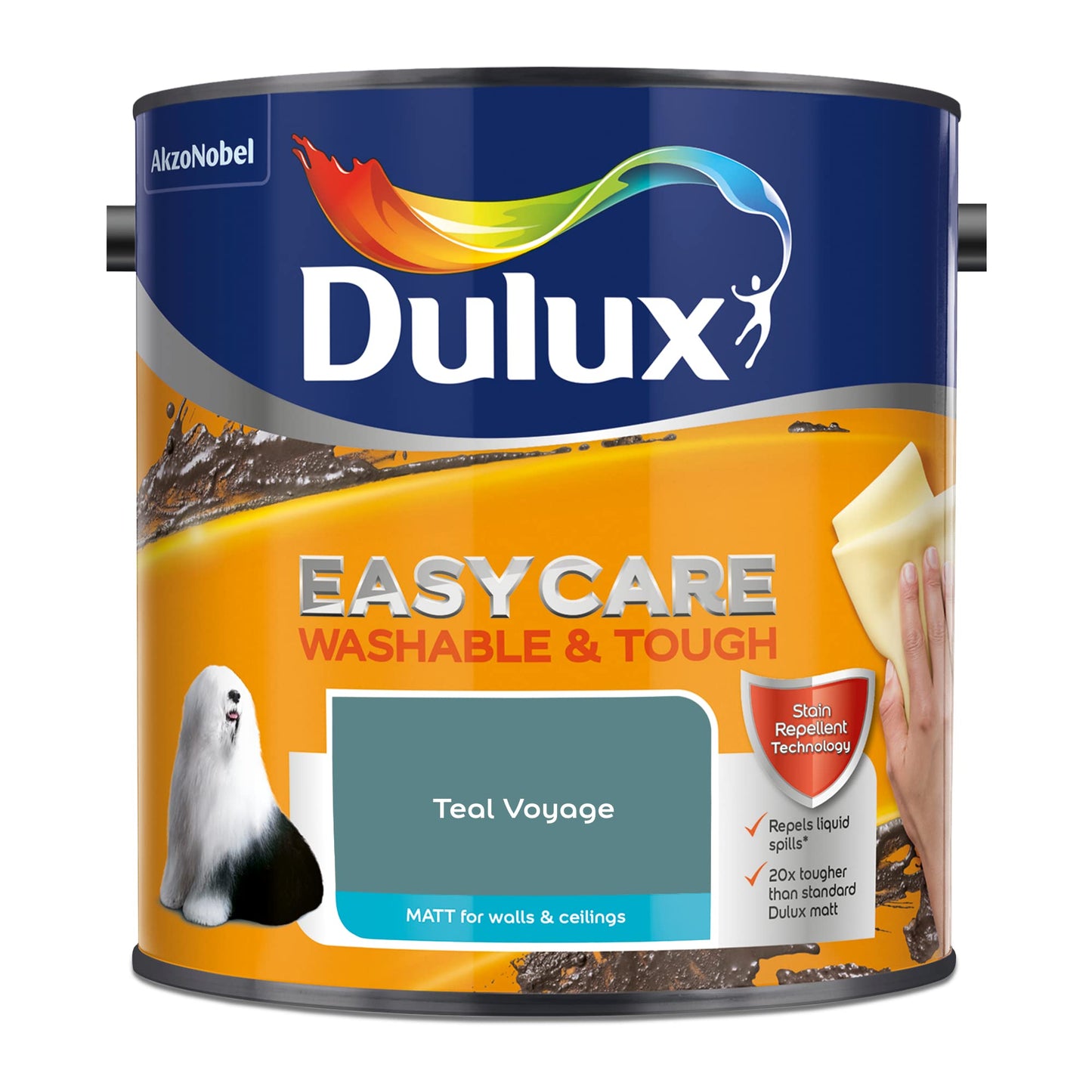 Dulux Vernice a emulsione opaca facile da pulire, lavabile e resistente, colore: foglia di tè Voyage, 2,5 l