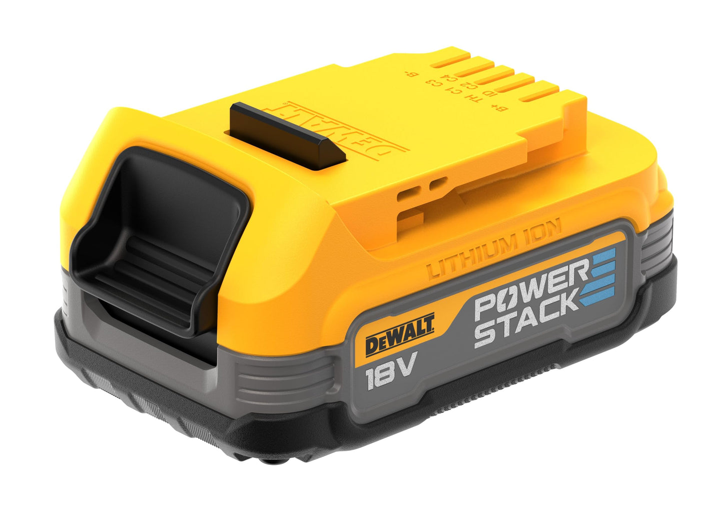 Dewalt Powerstack - Kit batteria da 18 Volt DCB1102E2 (1,7 Ah, innovativa tecnologia a celle Pouch, utilizzabile in tutte le macchine a batteria da 18 V XR, con indicatore di capacità tramite LED, con