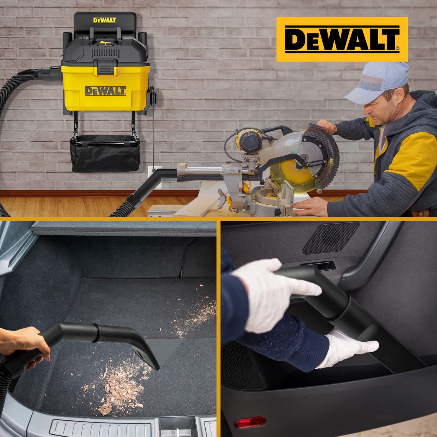 DeWalt 23 L Portatile Aspirapolvere per Solidi e Liquidi da per Garage, 1100 W, DXV23G