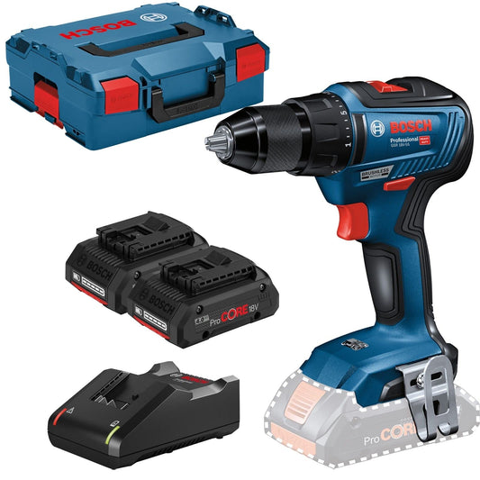 Bosch Professional 18V System Trapano-avvitatore a batteria GSR 18V-55 (incl. 2 batterie da 4,0 Ah ProCORE, caricabatteria GAL 18V-40, in L-BOXX)