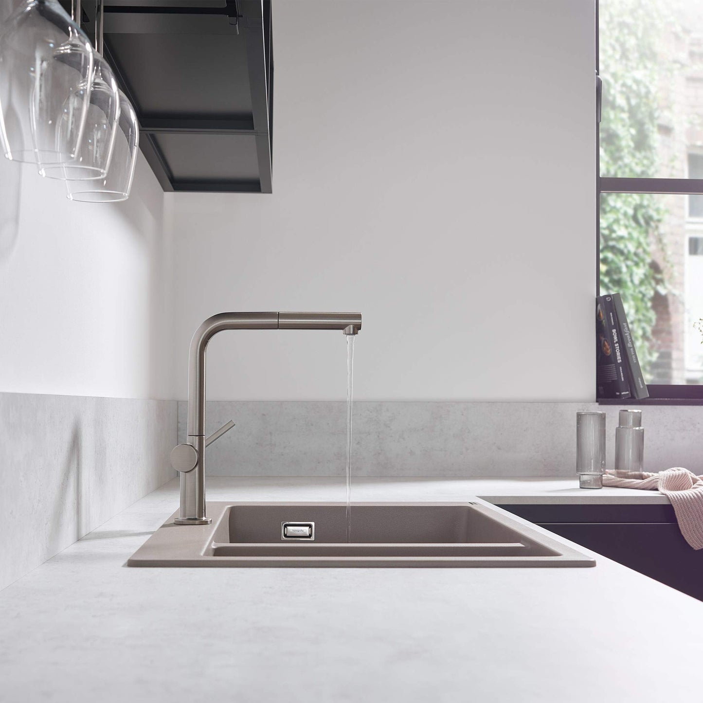 hansgrohe Talis M54 Miscelatore cucina monocomando 270, bocca d'erogazione estraibile, 1 getto, acciaio inox, 72808800