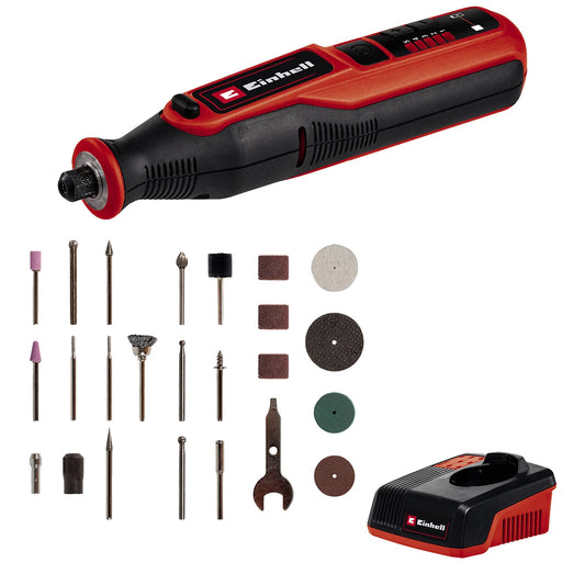 Einhell TE-MT 7,2 Li Kit Smerigliatrice a stelo/incisore a batteria (tensione 7,2 V - 1,5 Ah, giri min. 5500 - 26000, incl. 51 accessori)