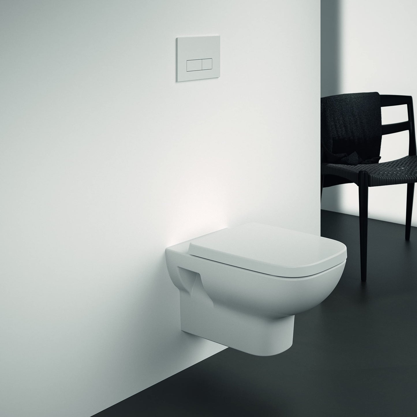 Ideal Standard - i.life A, WC sospeso RimLS+ senza brida, Water completo di copriwater a chiusura rallentata, E-packaging dedicato al trasporto di ceramica, Bianco