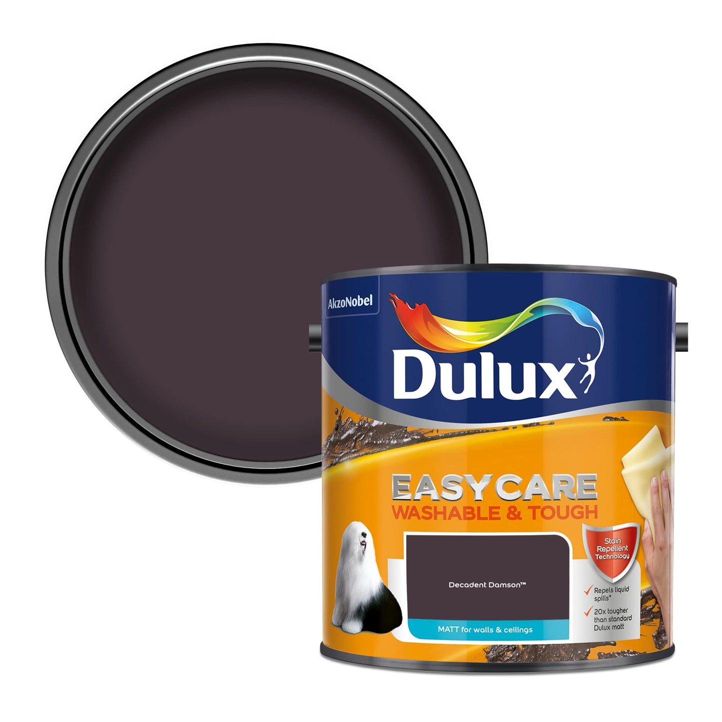 Dulux Vernice a emulsione opaca, facile da pulire, lavabile e resistente, 2,5 l