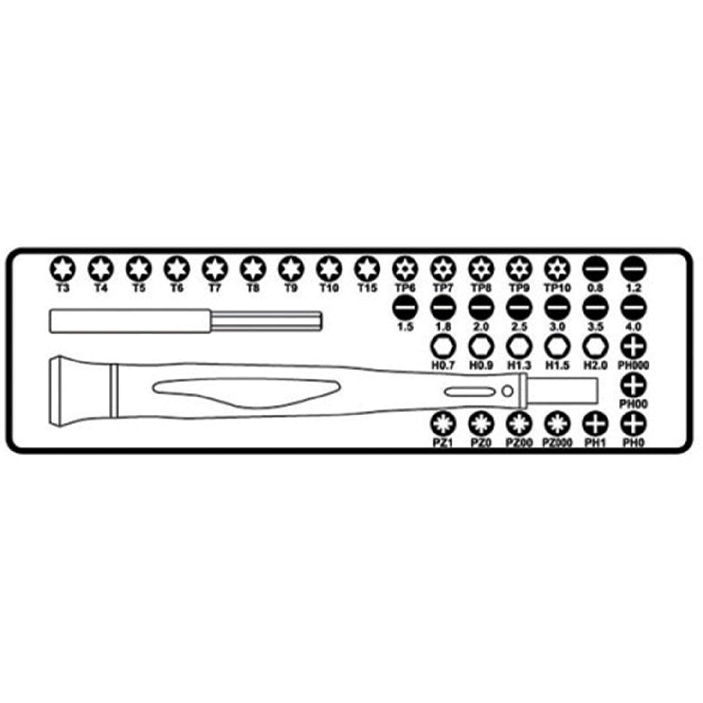 Beta 1256/C36-2 - Microgiravite bimateriale con 36 inserti intercambiabili da 4 mm e prolunga magnetica