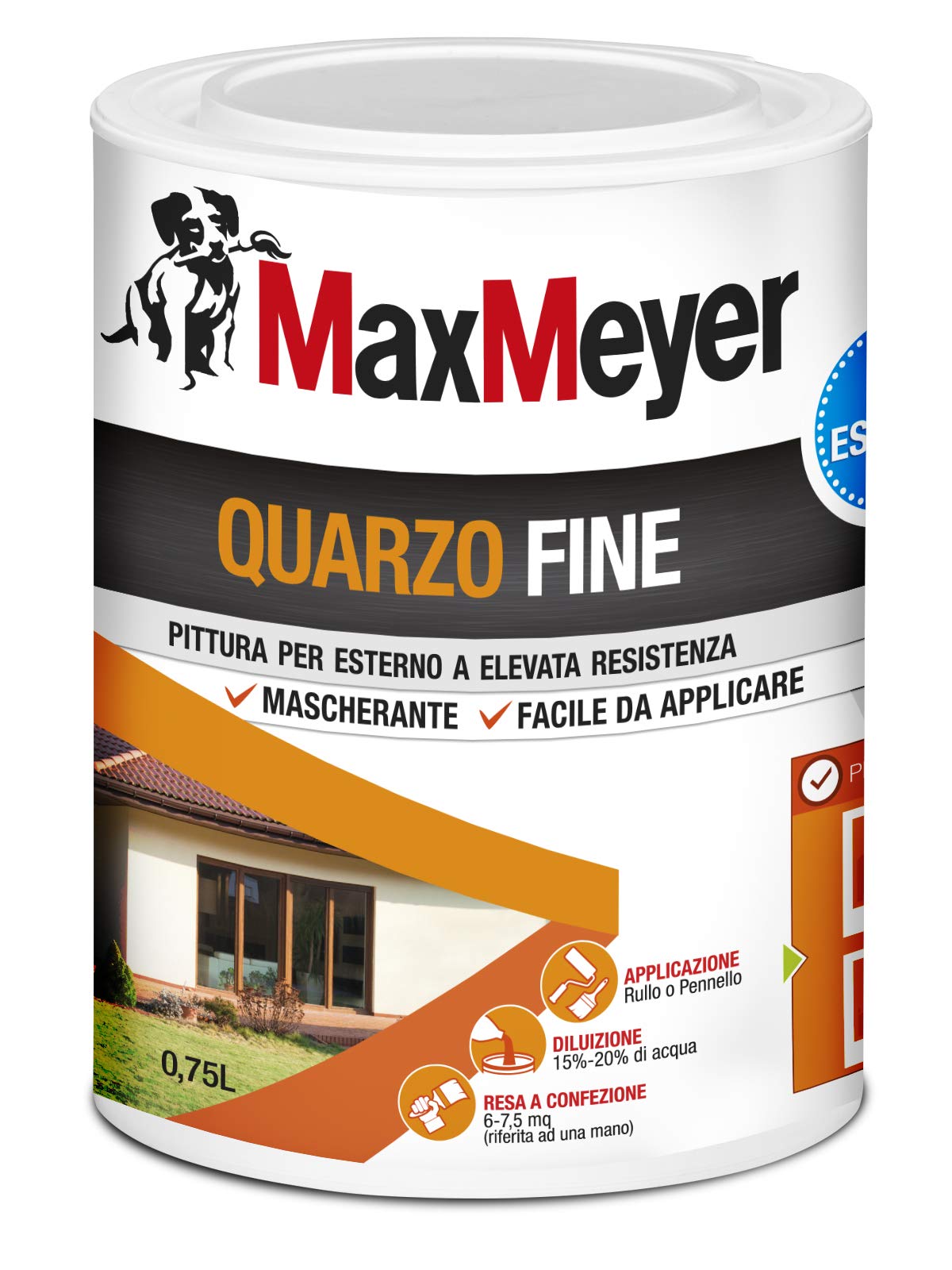 MaxMeyer Pittura per esterni Quarzo Fine BIANCO 0,75 L