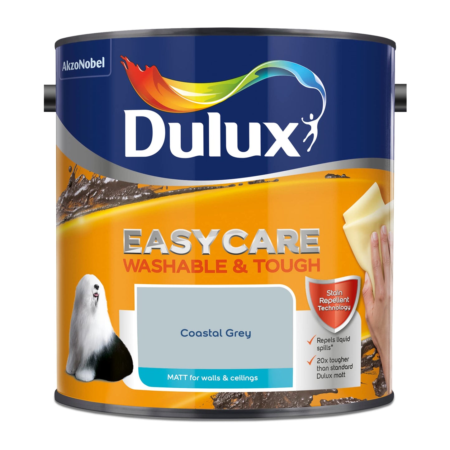 Dulux Vernice a emulsione opaca, facile da pulire, lavabile e resistente, 2,5 l, colore: grigio costiera