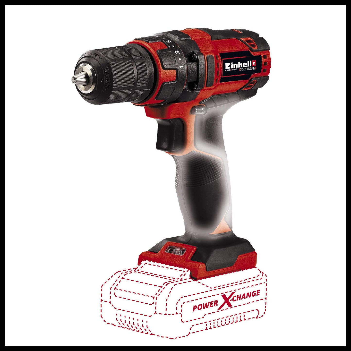 Einhell TC-CD 18/35 Li-Solo Trapano avvitatore a batteria ( giri al min. 0-550, torsione 35 Nm, senza batteria e caricabatteria)