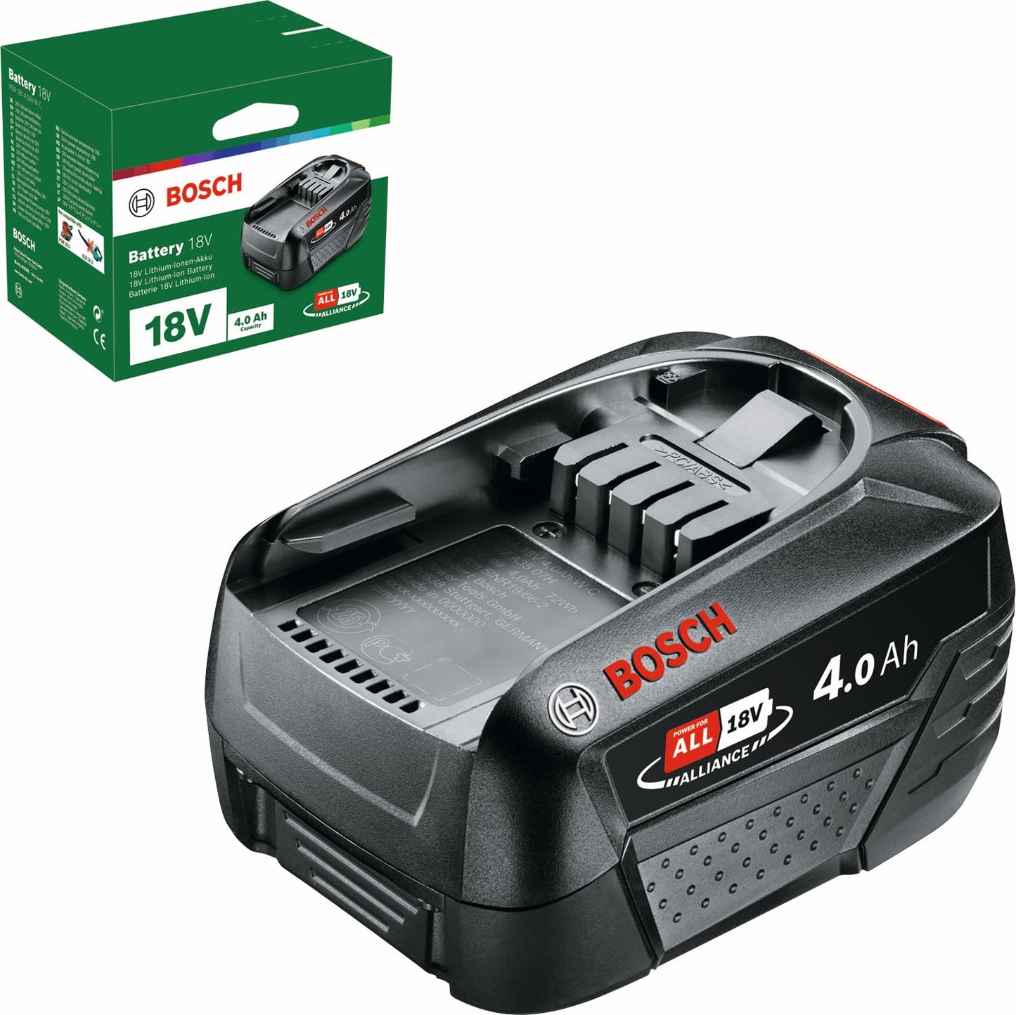 Bosch Batteria PBA 18V 4.0Ah W-C (Sistema da 18 Volt, 4.0 Ah, Confezione in Cartone)