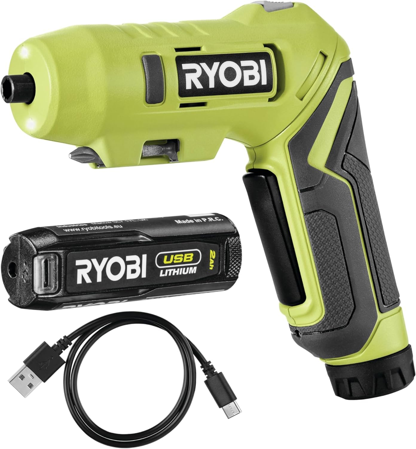 Ryobi RSDP4-120G, Trapano Avvitatore a Batteria 18V, 1 Batteria al Litio 2.0Ah + Caricatore, Impugnatura Orientabile ed Ergonomica, 200 giri/min, Include 2 Punte per Avvitamento da 25 mm