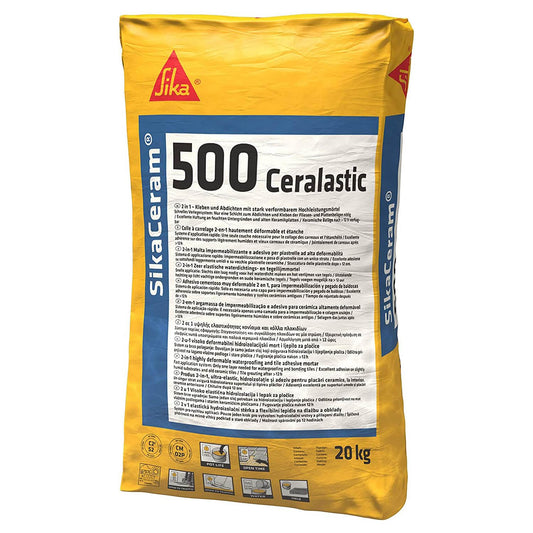 Sika - Sika Ceram 500 Ceralastic, Grigio Scuro - Impermeabilizzante cementizio rapido fibrorinforzato - Adesivo per piastrelle - Pacchetto da 20kg