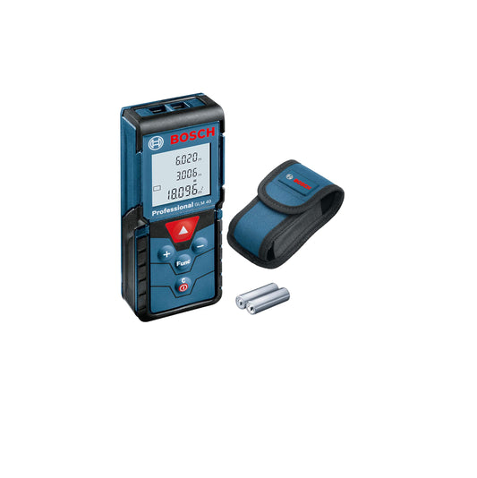 Bosch Professional Distanziometro Laser GLM 40 (con Funzione di Memorizzazione, Campo di Misurazione: 0,15 – 40 m, 2 Pile da 1,5 V, Custodia Protettiva)