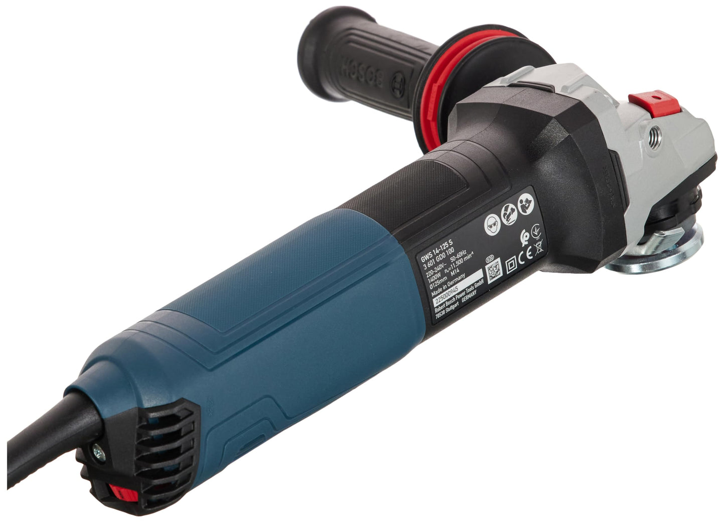 Bosch Professional Smerigliatrice angolare GWS 14-125 S(1400 Watt, impugn. suppl,cuffia di prot,cuffia di prot.antitaglio con clip,chiave a due perni,flangia di mont,dado di serr,conf.in cartone),Blue