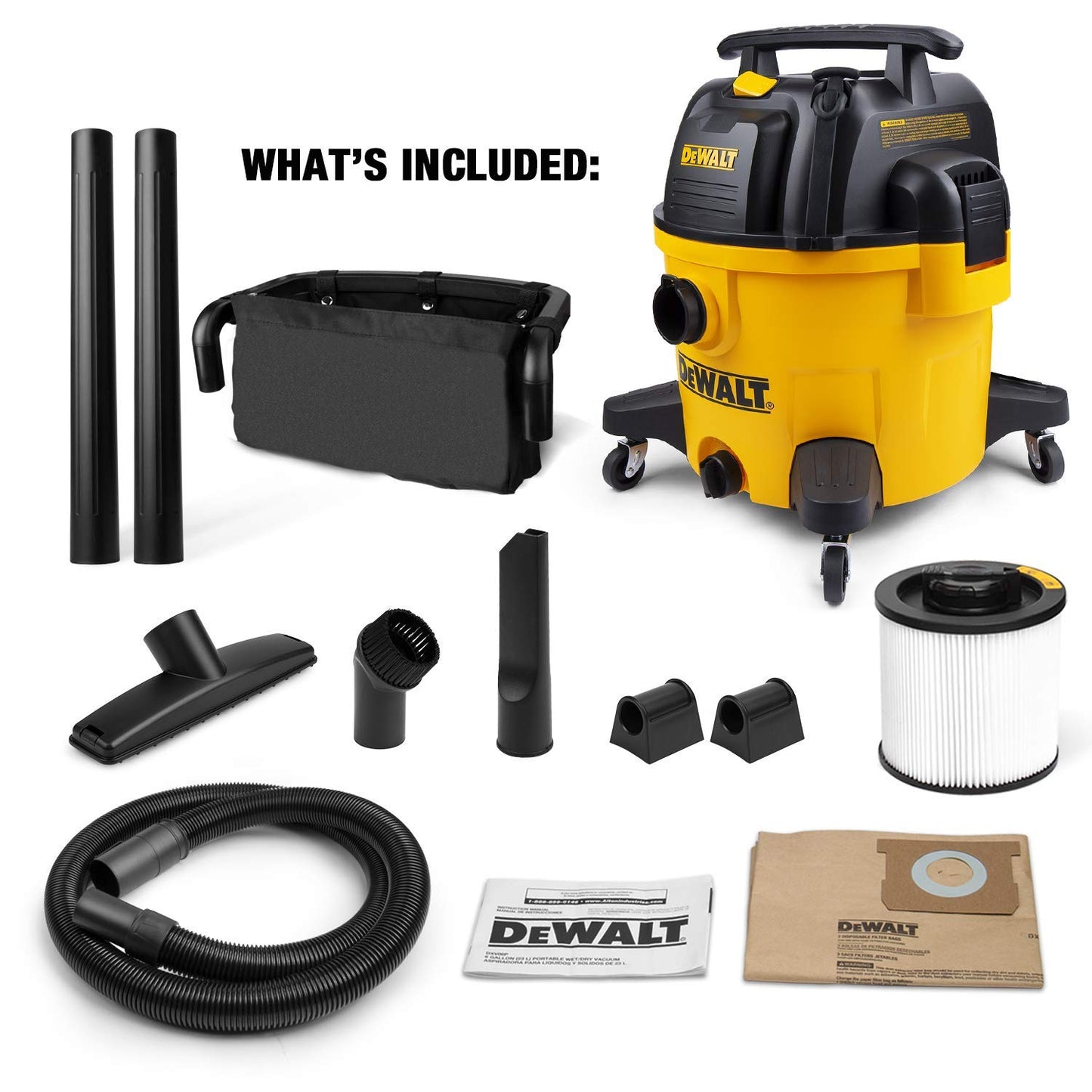 DeWALT EUDXV34P Aspirapolvere a Umido e Secco da 34 l, Poliestere, Giallo