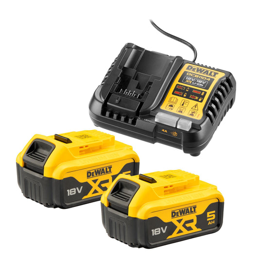 DeWalt DCB1104P2-QW Set Batterie 18 V 5 Ah 2x Batterie XR Incluso Caricatore Rapido per Batterie XR Slide e Batterie Flexvolt