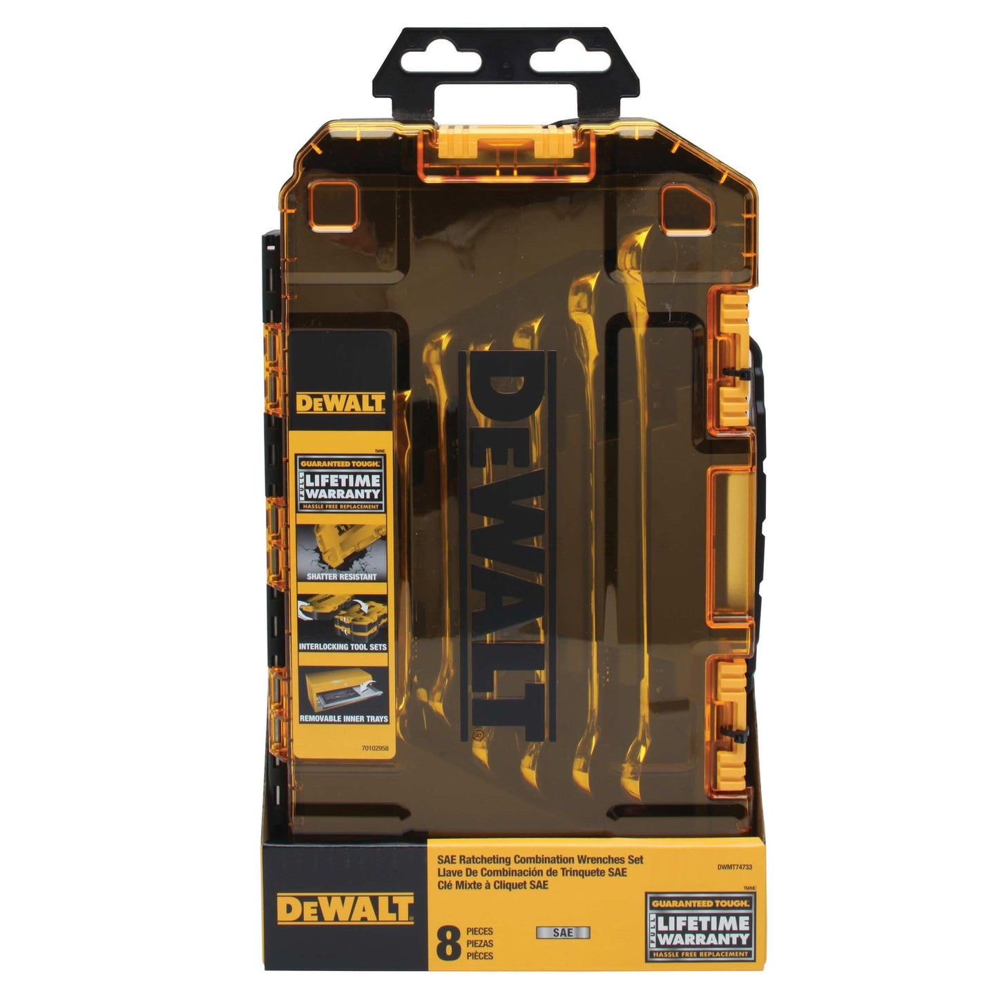 DEWALT Tough Box - Set di chiavi combinate a cricchetto SAE da 8 pezzi