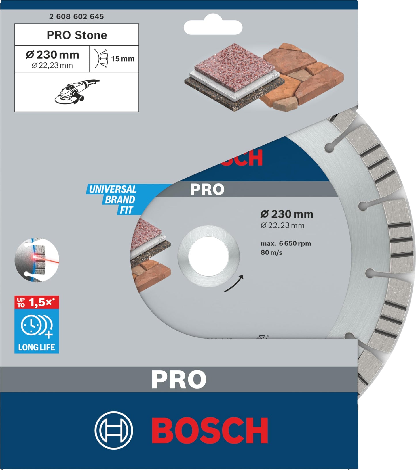 Bosch Professional Disco diamantato Best for Stone, per pietra, 230 x 22, 23 x 2, 4 x 15 mm, accessorio per smerigliatrice angolare