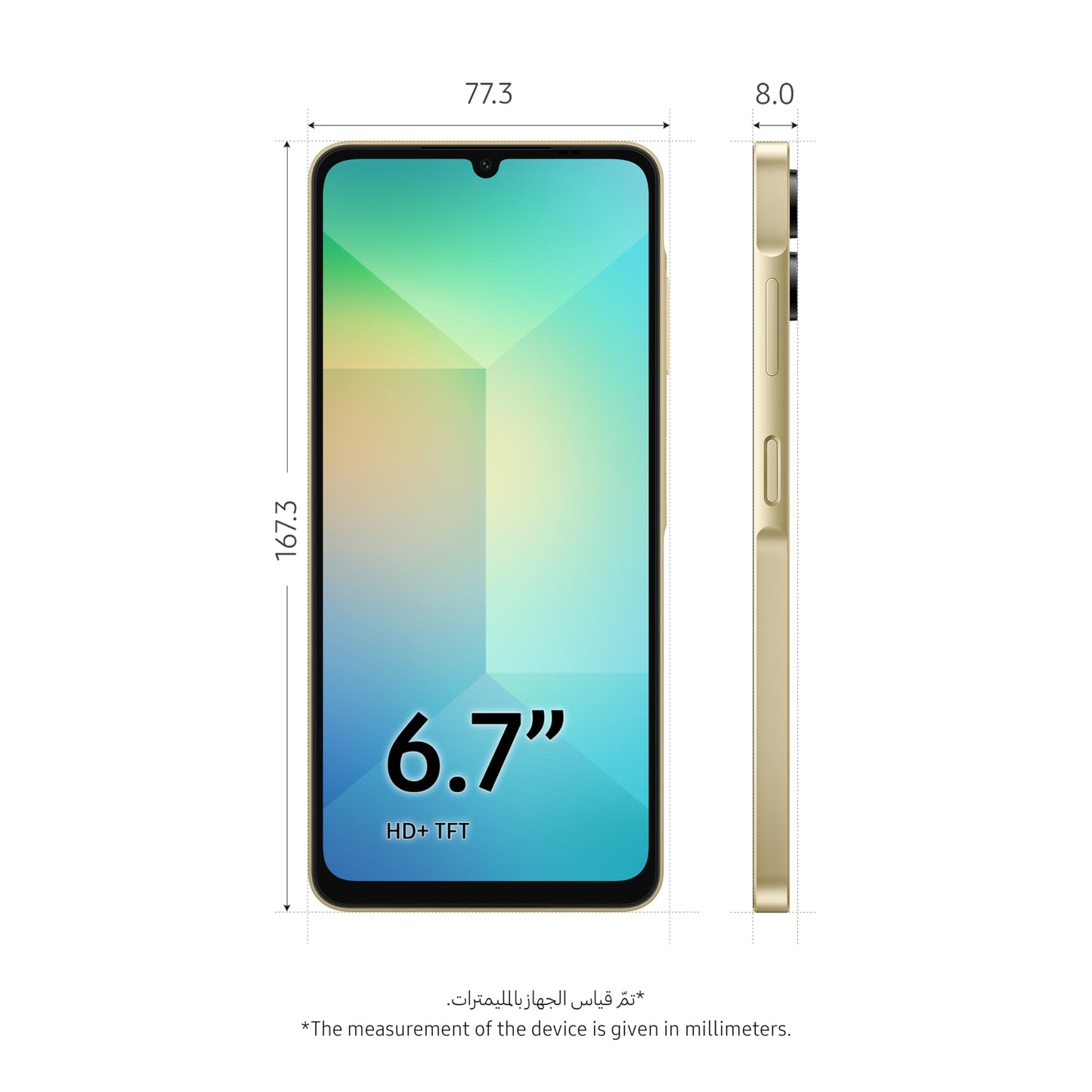 SAMSUNG Galaxy A06 4G LTE Versione Globale SM-A065F/DS, Display 6,7", Doppia SIM 50MP Doppia Fotocamera Oro (Gold), 64GB