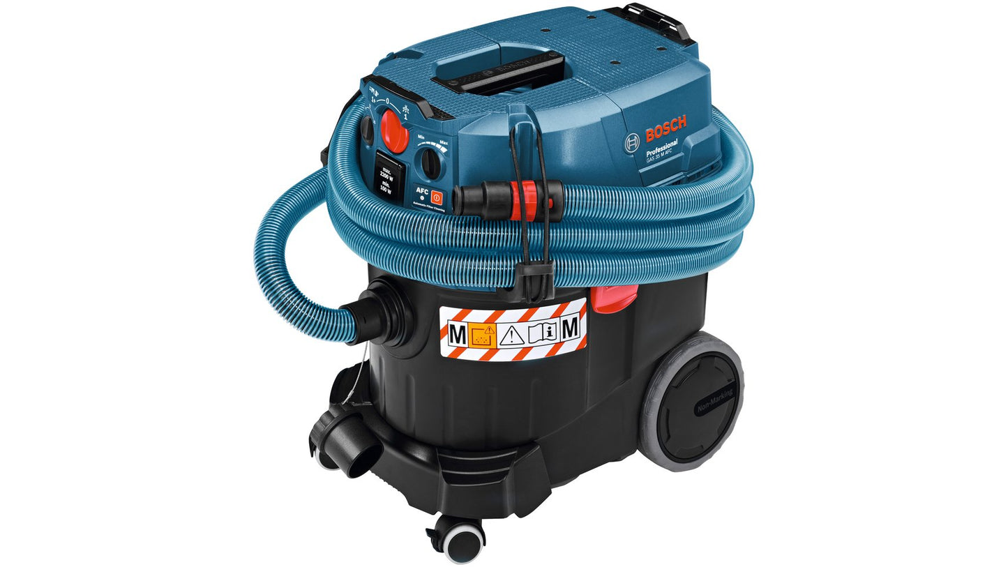 Bosch Professional Aspiratore Industriale Gas 35 M Afc (Motore da 1200 Watt, Serbatoio da 35 Litri, Tubo Flessibile 5 M)