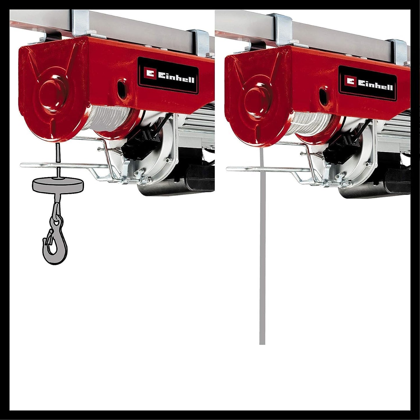 Einhell TC-EH 1000 Argano elettrico (230 V, 50 Hz, 1600 W, portata senza rullo guida 500 kg, portata con rullo guida 999 kg, cavo 18 m)