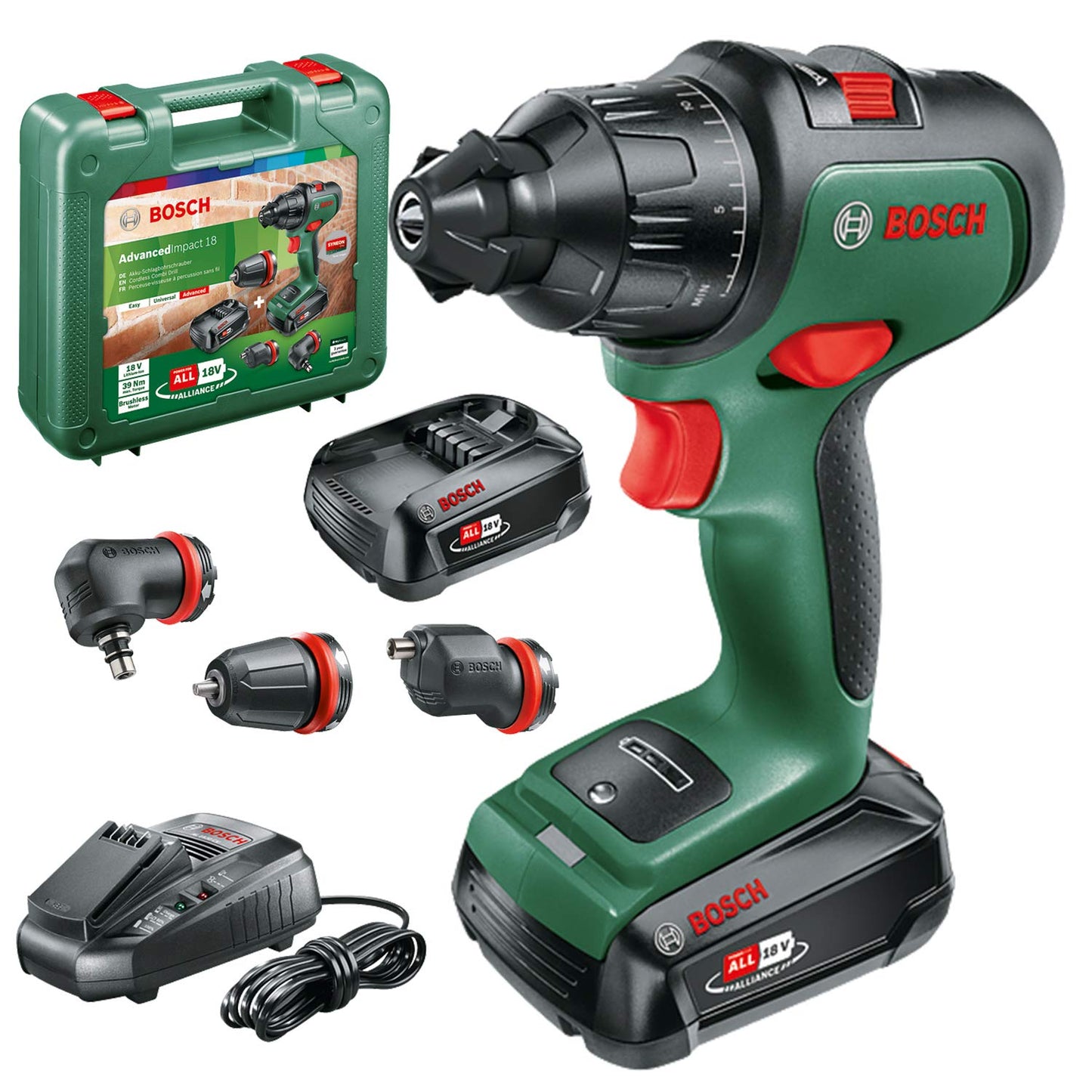 Bosch Trapano a batteria AdvancedImpact 18 (2 batterie, sistema a 18 V, in valigetta)